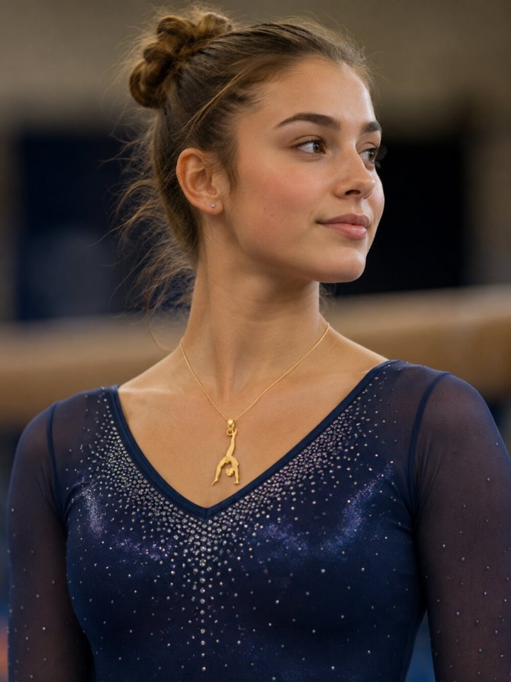 14k Yellow Gold Sports Theme Solid Polished Gymnast Necklace Charm Pendant